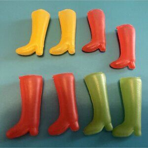 Vintage 1970s Fashion Doll Boots High Heel Lot Hard Plastic Lot Of 8